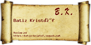 Batiz Kristóf névjegykártya